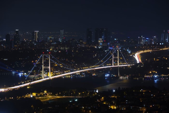 Bosphorus Bridge at night, Istanbul cityscape