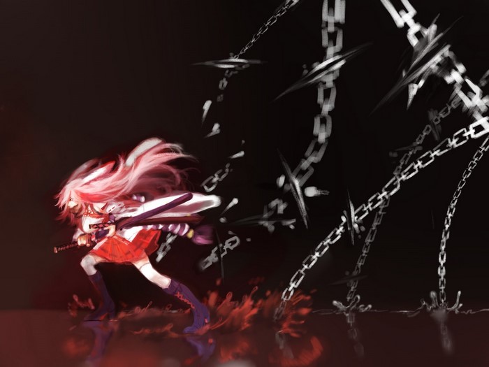 Yae Sakura from Honkai Impact with chains