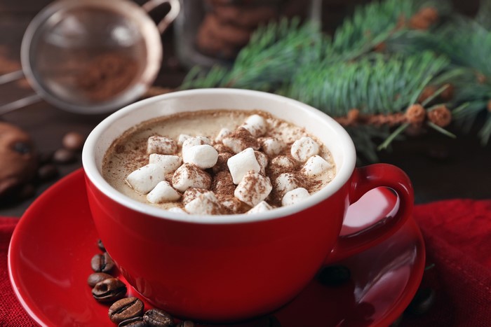 Hot Cocoa with Marshmallows and Coffee Beans