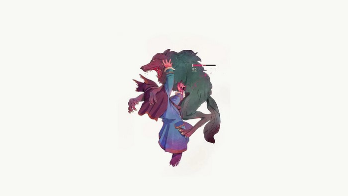 Illustration of a werewolf attacking a person