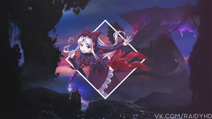 Shalltear Bloodfallen from Overlord in a fantasy landscape