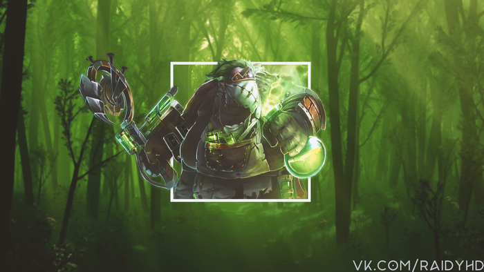 Singed from League of Legends in a forest