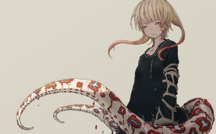 Girl with blonde hair and tentacles
