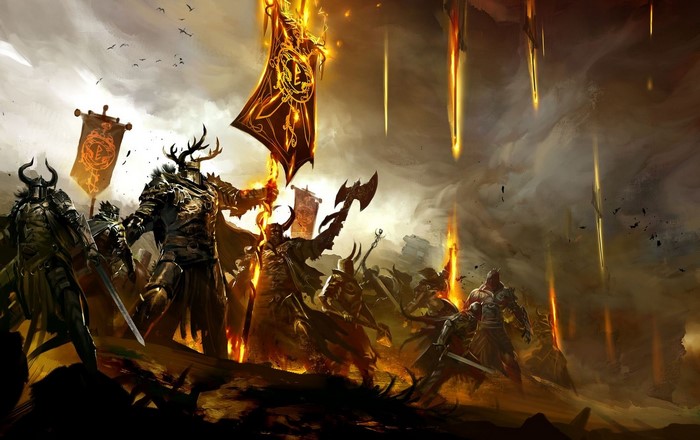 Warriors with Banners in Guild Wars 2