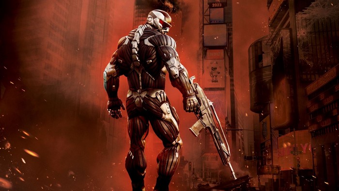 Crysis 2 Nanosuit Soldier with Rifle in City