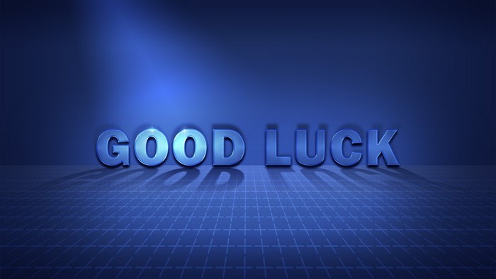 Good Luck typography on blue background