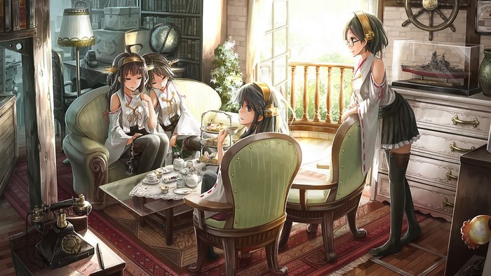Kantai Collection characters having tea
