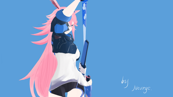 Yae Sakura from Honkai Impact holding a sword