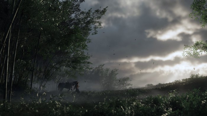 Samurai with horse in Ghost of Tsushima