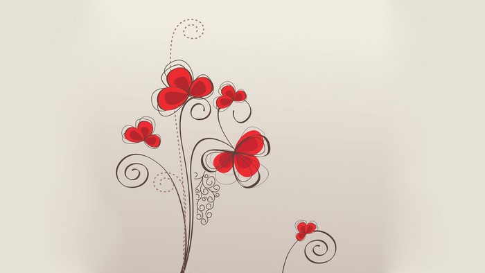 Red floral design with swirls