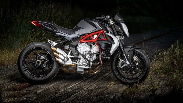 MV Agusta Brutale motorcycle on wooden planks