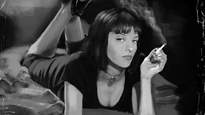 Mia Wallace from Pulp Fiction smoking