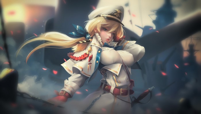 Anime girl in military uniform with blonde hair