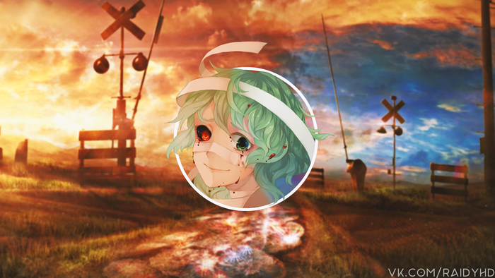 Anime girl with bandages and heterochromia