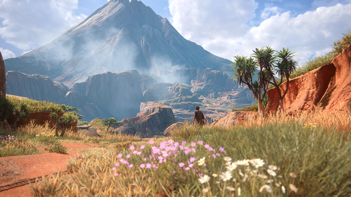 Nathan Drake from Uncharted 4: A Thief's End in a mountainous landscape