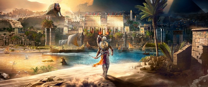 Bayek from Assassin's Creed Origins in ancient Egypt