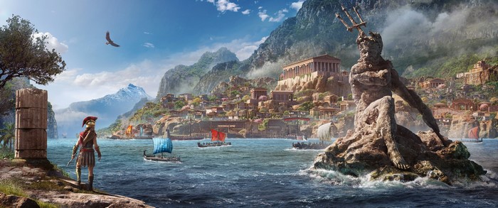 Kassandra from Assassin's Creed Odyssey in ancient Greece