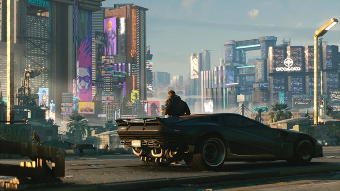 Cyberpunk 2077 4K futuristic city with car