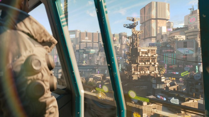 Cyberpunk 2077 futuristic city view