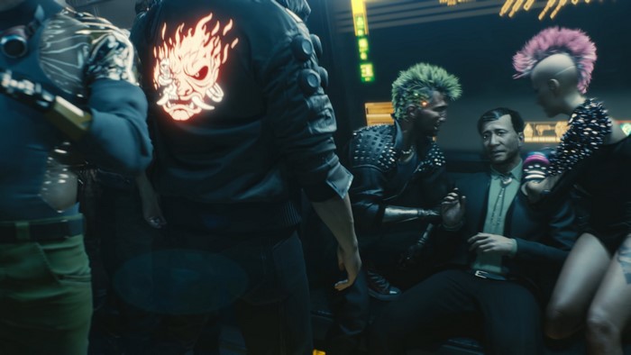 Cyberpunk 2077 characters in a club