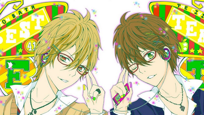 Anime boys with headphones and glasses