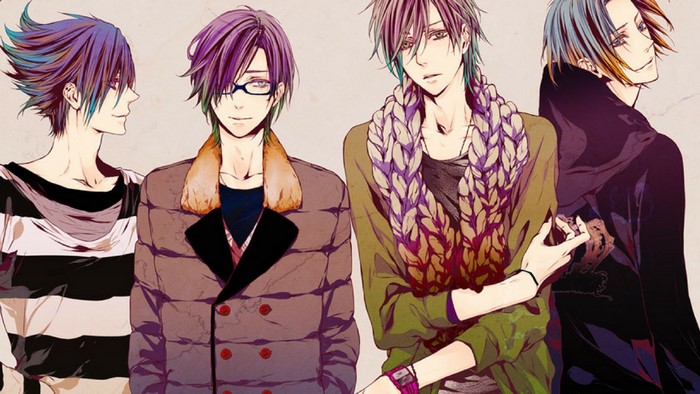 Anime boys collage with colorful hair