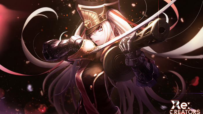 Altair from Re:CREATORS holding a sword and gun