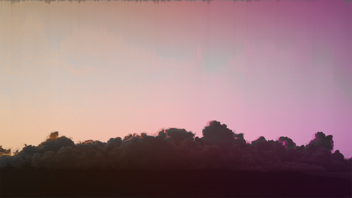Sunset clouds with glitch art effect