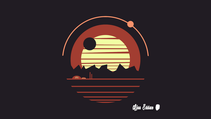 Minimalist Star Wars Tatooine landscape
