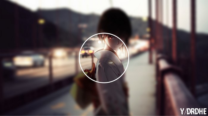 Anime girl in kimono on a bridge