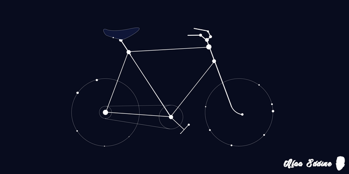 Minimalist bicycle illustration with geometric elements