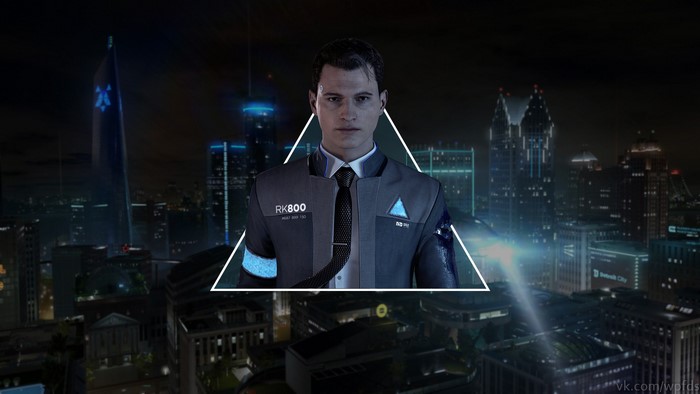 Connor from Detroit: Become Human in a city at night