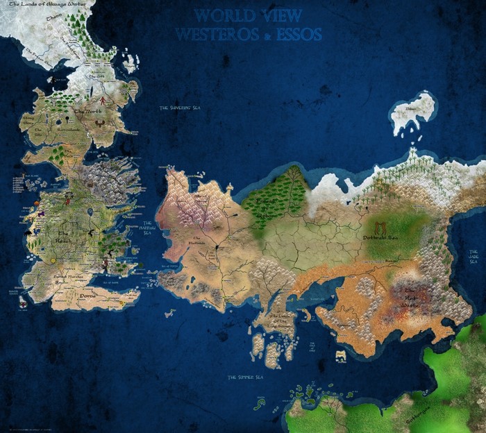 Map of Westeros and Essos from Game of Thrones