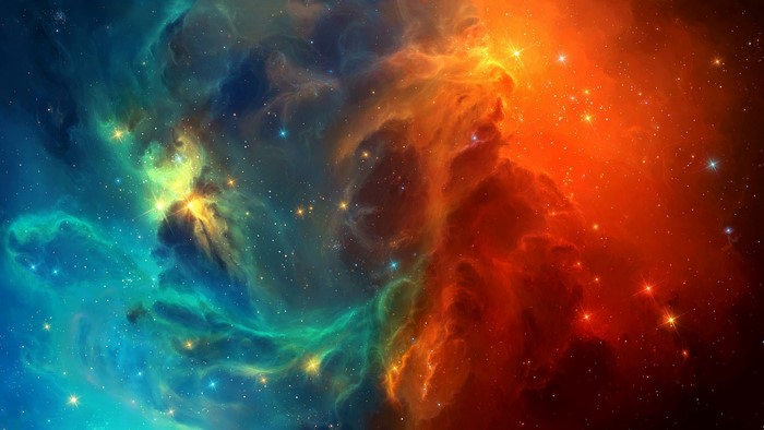 Space nebula with stars and cosmic clouds