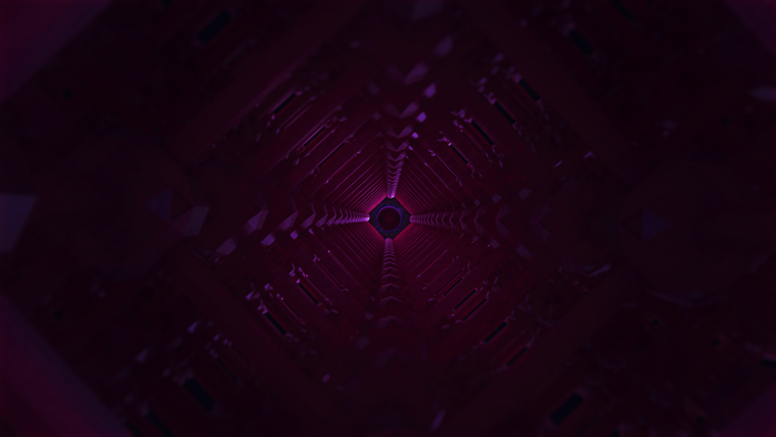 Abstract geometric tunnel with magenta glow