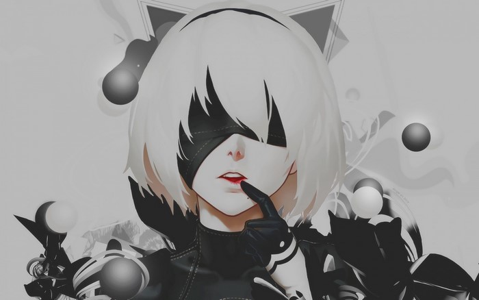 2B from NieR: Automata with cat ears