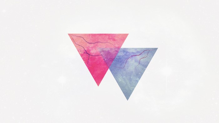 Two overlapping triangles with watercolor texture