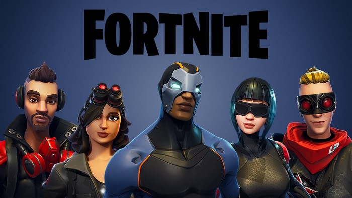 Fortnite characters on a blue background