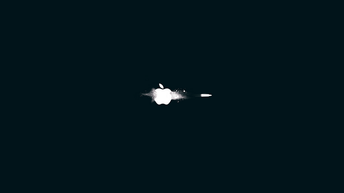 Apple logo with bullet impact