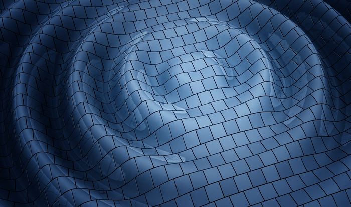 Abstract blue wavy tiled surface render