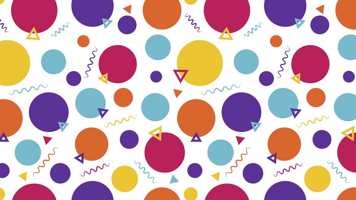 Colorful geometric pattern with circles and triangles