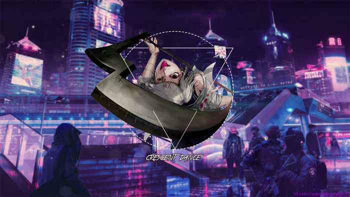 Suzuya Juuzou from Tokyo Ghoul with scythe in neon city