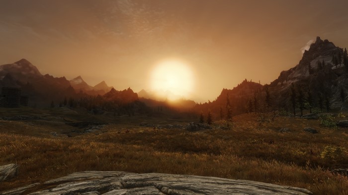 4K The Elder Scrolls V: Skyrim ENB mountains