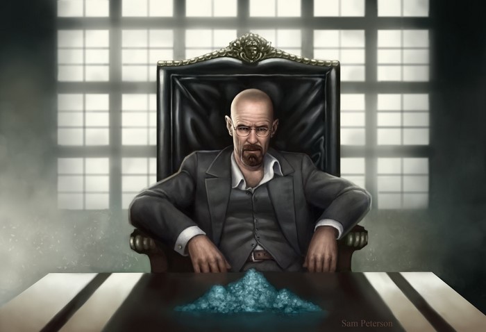 Walter White from Breaking Bad sitting on a throne
