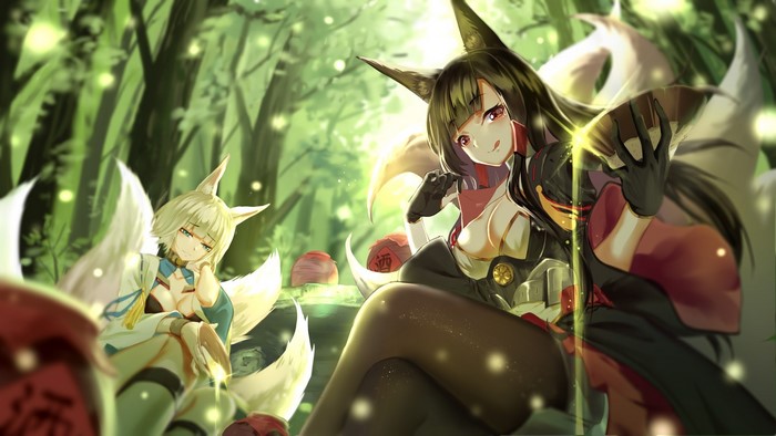 Azur Lane anime girls in a forest