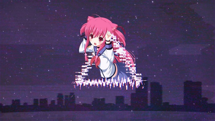 Yui from Angel Beats! Glitch Art Anime