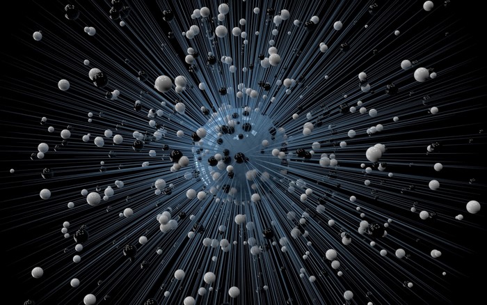 Abstract 3D render of spheres and lines