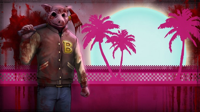 Pig mask character with axe from Hotline Miami
