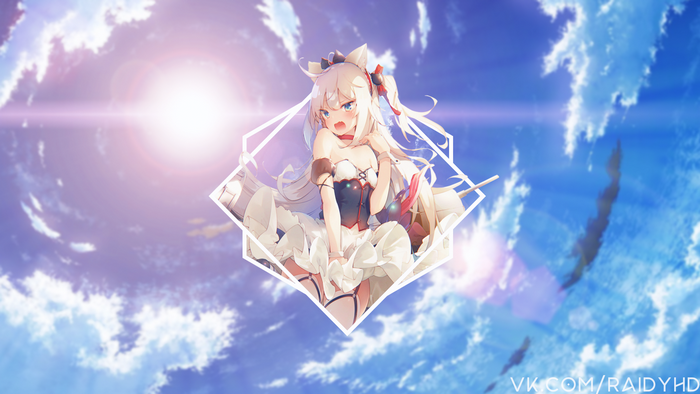 Anime girl with cat ears in a diamond frame