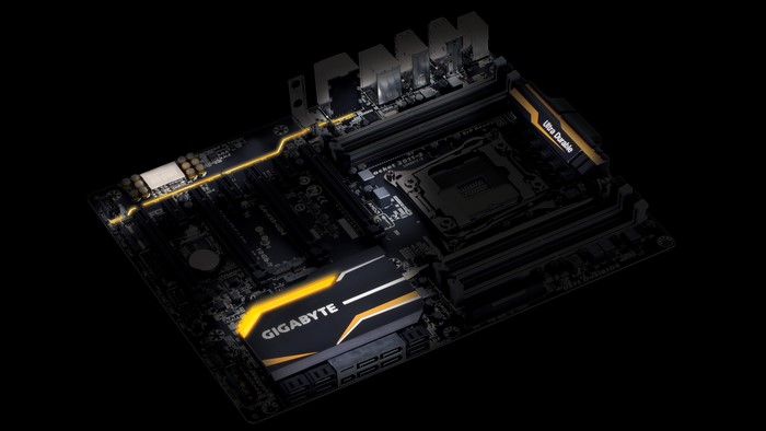 Gigabyte Motherboard with Orange Lighting